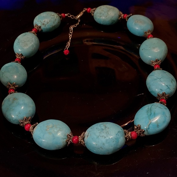Eleven large turquoise stone necklace - Picture 1 of 8